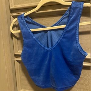 Blue. Velvet type material. Size s